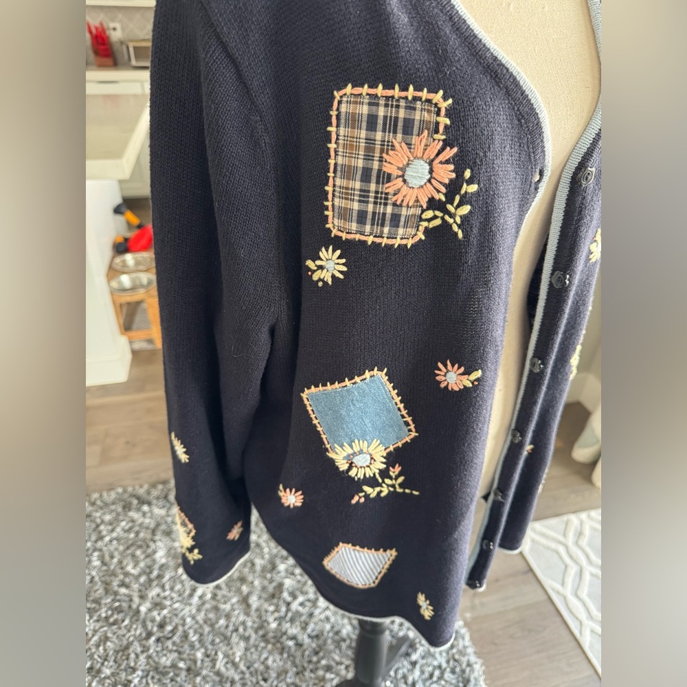 C.J. Banks Hand Embroidered Patchwork Cardigan Sweater 3X NWT - Picture 2 of 10